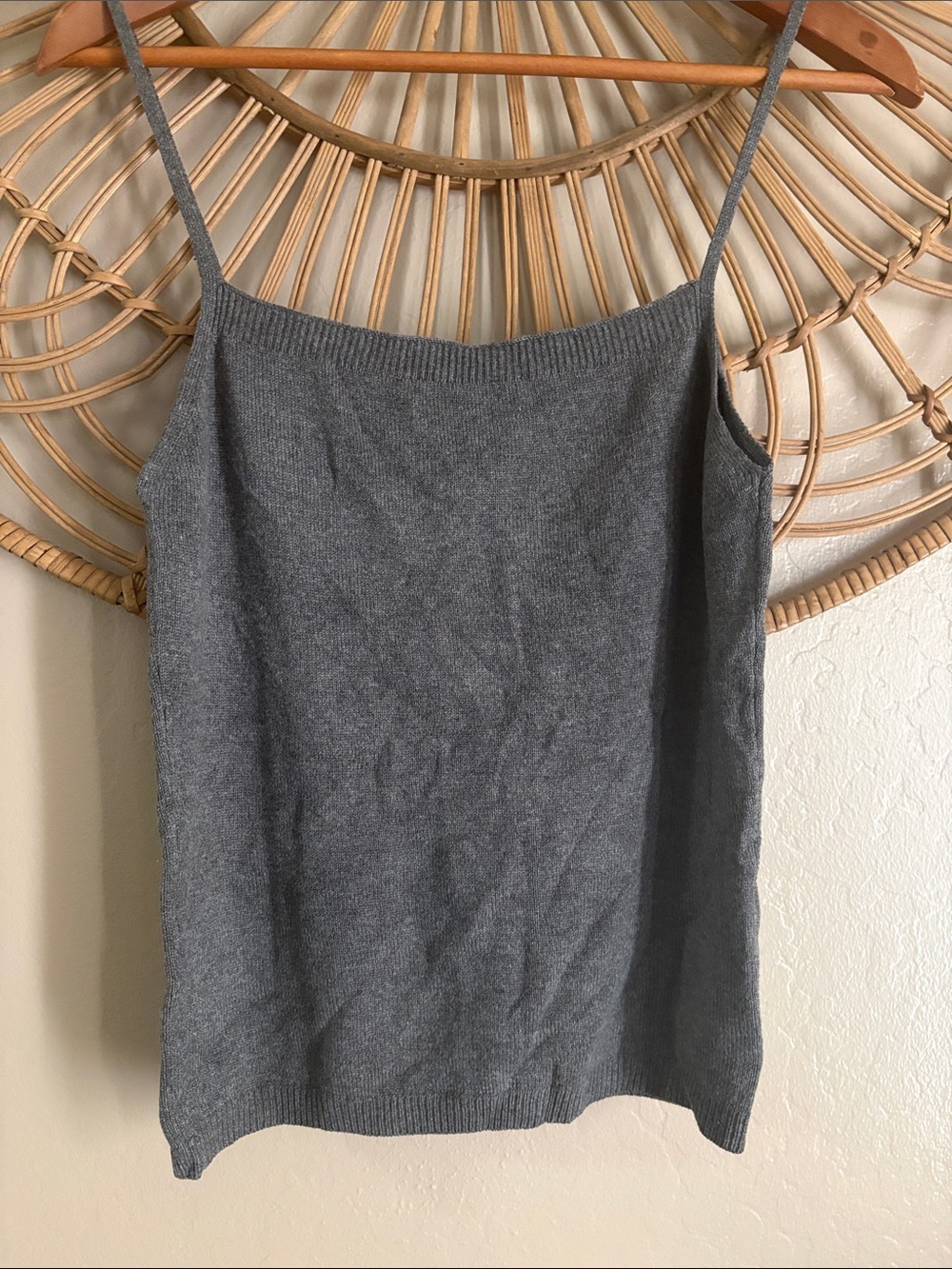 Max Studio Gray Knit Slim-Strap Camisole